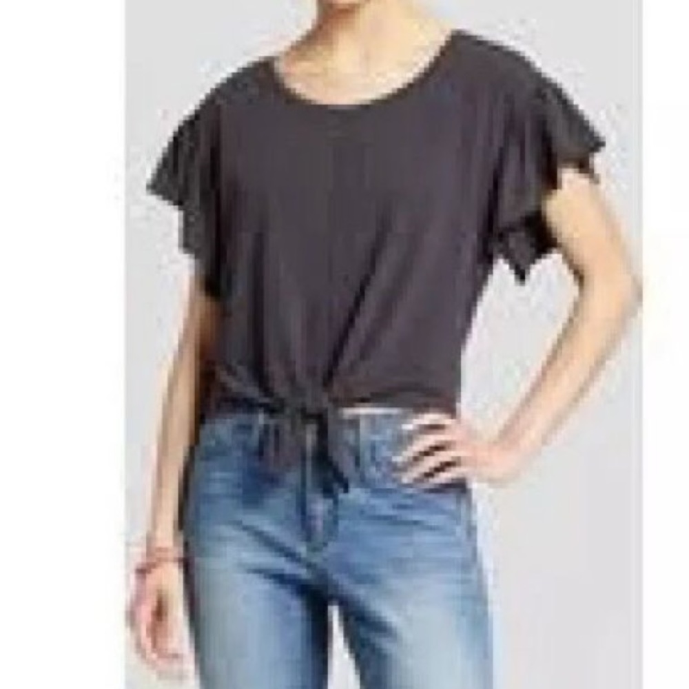 Mossimo Supply Co. grey tie front top